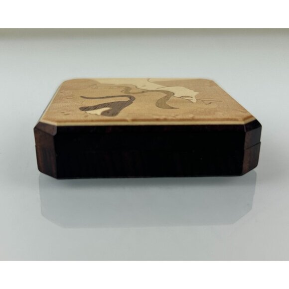 Vintage Inlaid Marquetry Compact Hand Mirror Art Nouveau Deco Lady Swivel Wood - Picture 5 of 10